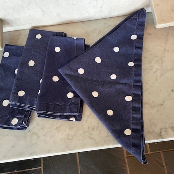 Kate Spade Charlotte Street Napkins Navy White Polka Dot 4 - Picture 6 of 14